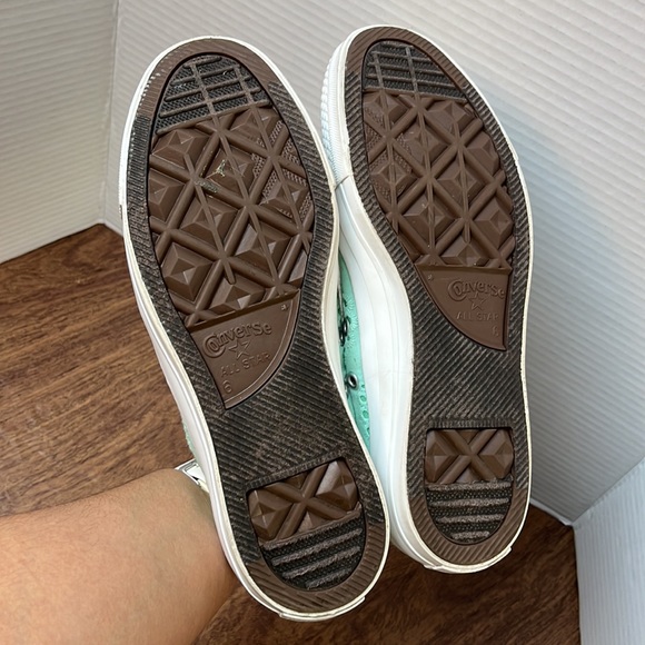 Converse All Star Chuck Taylor Mint Green Eyelet Embroidered Size 8 - Picture 9 of 12